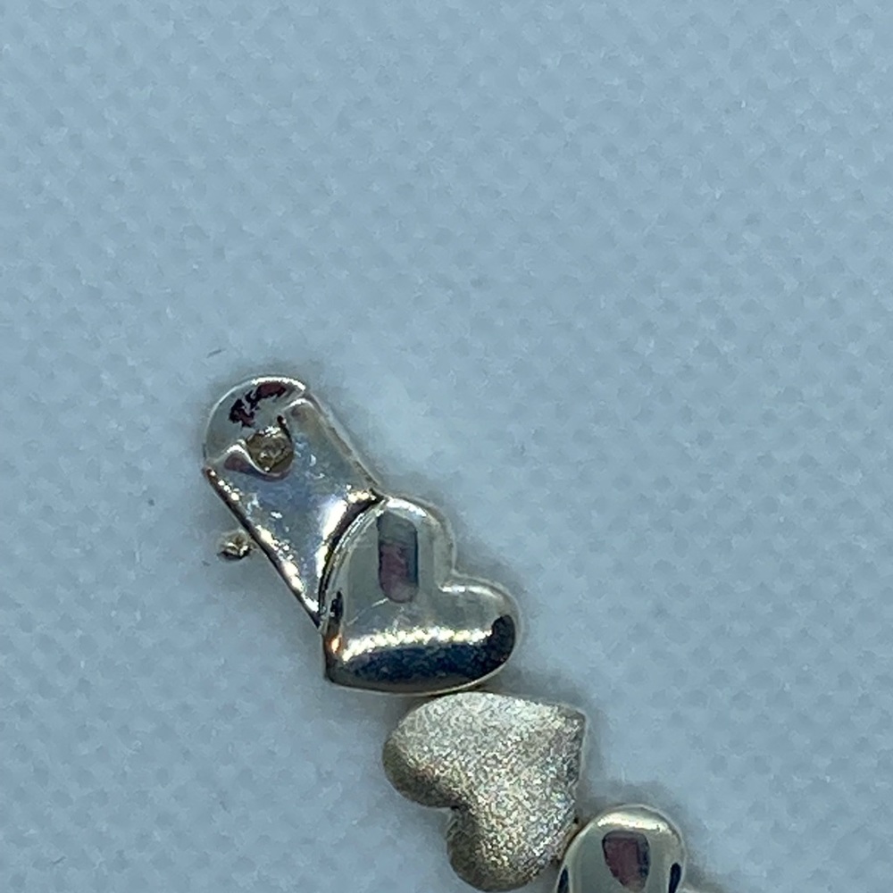 Sterling Silver 925 Heart Bracelet with Box Clasp 7” - Picture 6 of 7